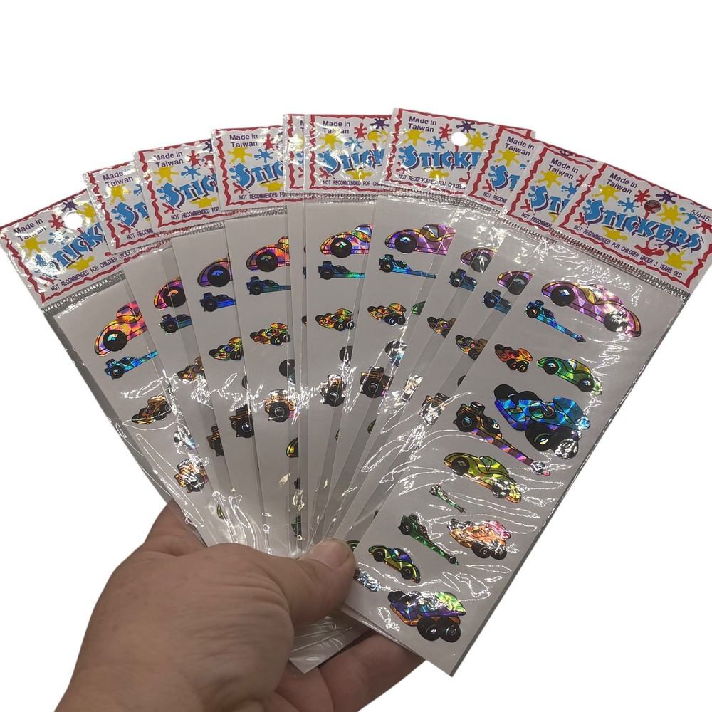 Vintage OTC Race Car Prism Stickers 10 Sheets Holographic Dragster 80s 5/445